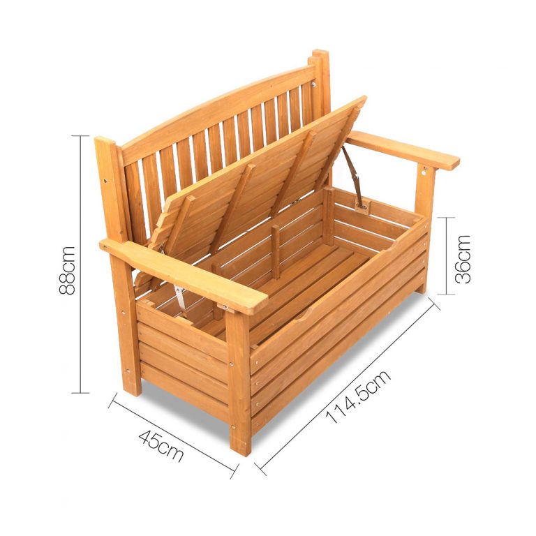 2 Seat Wooden Outdoor Storage Bench Complete Storage Solutions