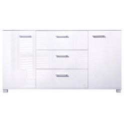 High Gloss Sideboard Storage Cabinet Cupboard - White - Complete Storage Solutions