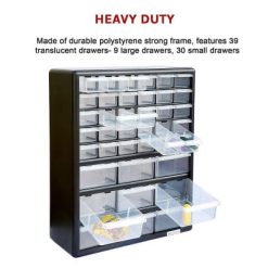 Storage Cabinet Drawers 39 Plastic Tool Box Containers Organiser Cupboard - Complete Storage Solutions