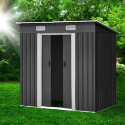 1.94 x 1.21M Metal Garden Shed - Grey