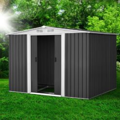 2.05 x 2.57M Steel Base Garden Shed - Grey