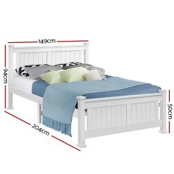 Double Size Wooden Bed Frame - White - Complete Storage Solutions