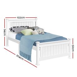 Single Size Wooden Bed Frame - White - Complete Storage Solutions