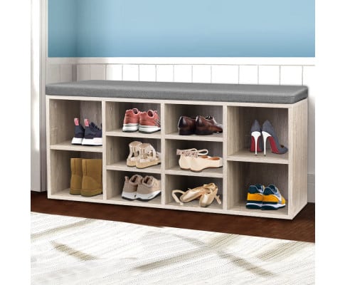 Shoe Bench with Storage Cubes Wood Complete Storage Solutions