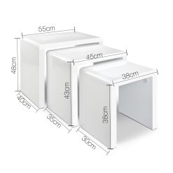 Wooden Coffee Table Set - Gloss White - Complete Storage Solutions