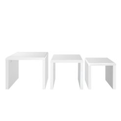 Wooden Coffee Table Set - Gloss White - Complete Storage Solutions