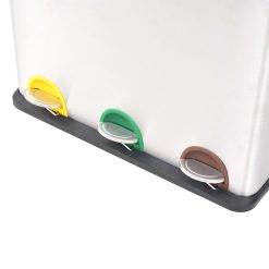 Stainless Steel Recycling Pedal Bin - 3 x 18 Litre - Complete Storage Solutions