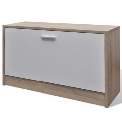 3-in-1 Wooden Shoe Cabinet Set - Oak and White - Complete Storage Solutions
