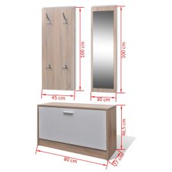 3-in-1 Wooden Shoe Cabinet Set - Oak and White - Complete Storage Solutions