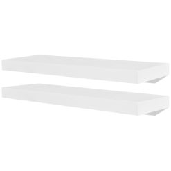 2 White Floating Wall Display Shelves - 60cm - Complete Storage Solutions