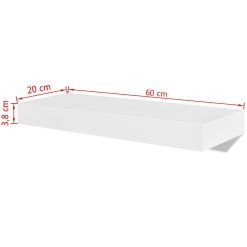 2 White Floating Wall Display Shelves - 60cm - Complete Storage Solutions