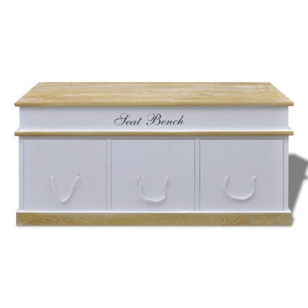 Large 3 Drawer Storage Bench - White - Image 3