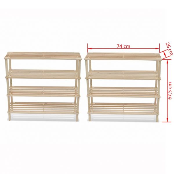 4 Tier Wooden Shoe Rack - 2 Set - Image 2
