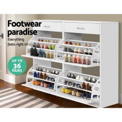 36 Pair Shoe Cabinet - White - Complete Storage Solutions