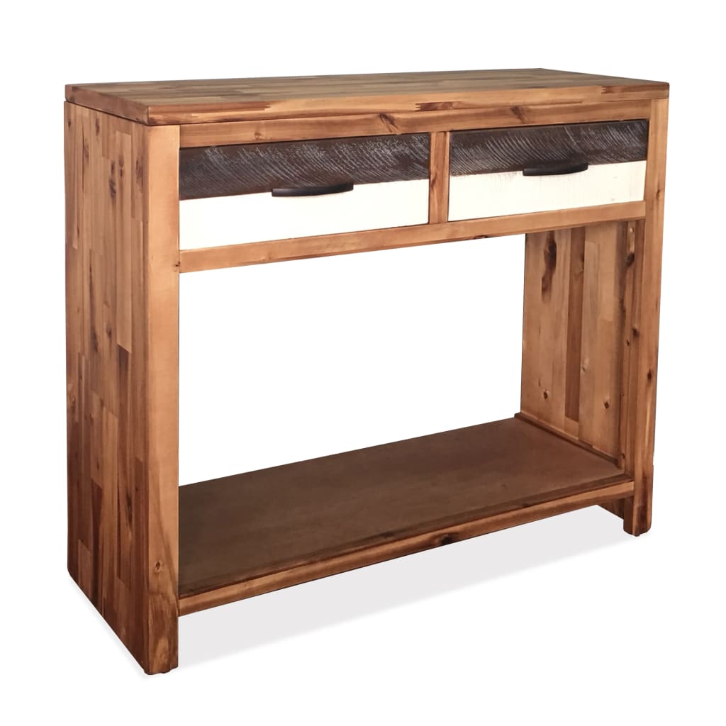 Console Table Solid Acacia Wood Complete Storage Solutions