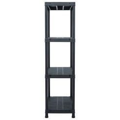 100kg 1.38m Plastic Storage Shelf Rack - Black - Complete Storage Solutions