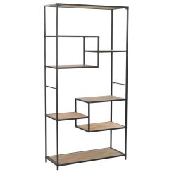 Bookcase 90.5x35x180cm - Solid Firwood and Steel