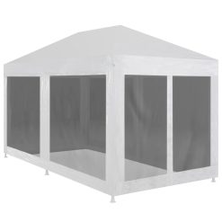Party Tent with 6 Mesh Sidewalls 6x3m - White & Black