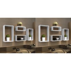 8 Piece Wall Cube Shelf Set - White