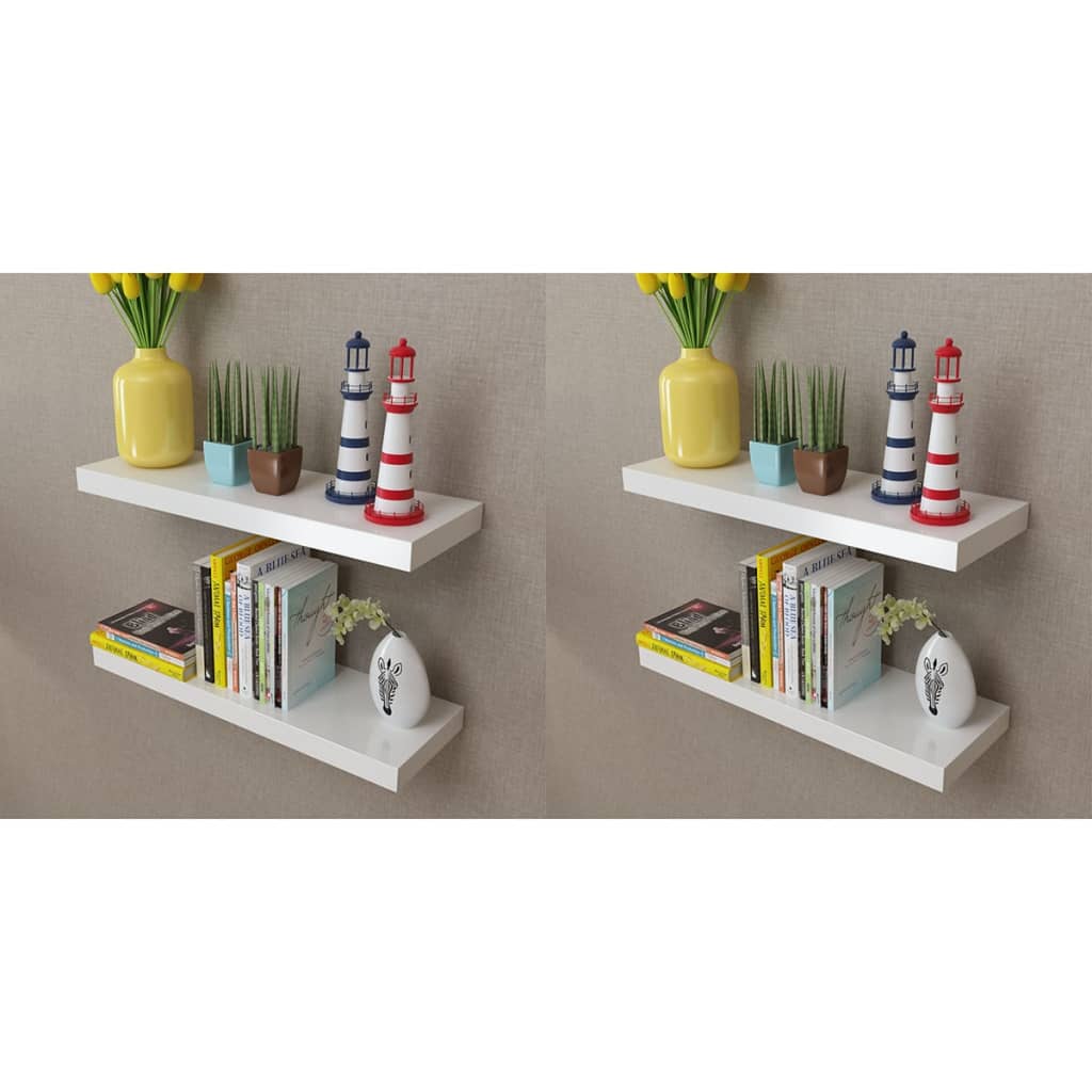 4 Piece 60cm Wall Shelf Set White Complete Storage Solutions