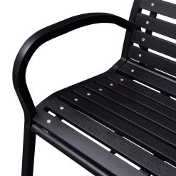 Steel 125cm Garden Bench - Black - Complete Storage Solutions