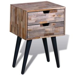 Reclaimed Teak Wood 2 Drawer Nightstand - Complete Storage Solutions