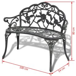 100cm Cast Aluminium Garden Bench - Green - Complete Storage Solutions