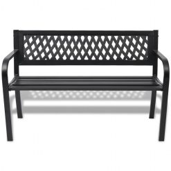 Steel 118cm Garden Bench - Black - Complete Storage Solutions