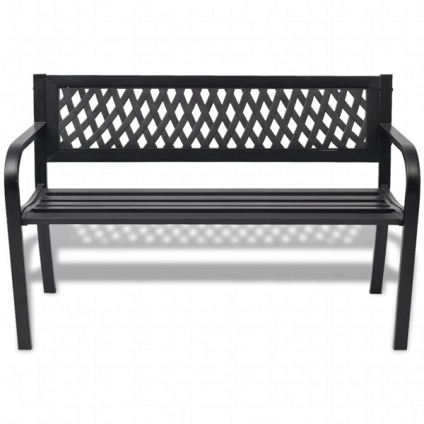 Steel 118cm Garden Bench - Black - Image 2
