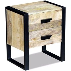 2 Drawer Solid Mango Wood Side Table - Complete Storage Solutions