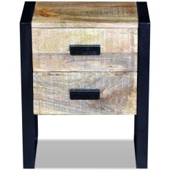 2 Drawer Solid Mango Wood Side Table - Complete Storage Solutions