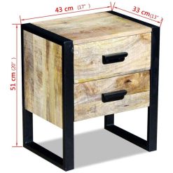 2 Drawer Solid Mango Wood Side Table - Complete Storage Solutions