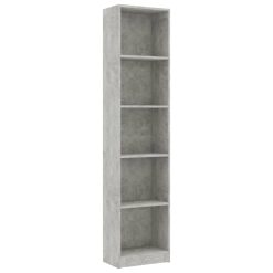 5-Tier Book Cabinet 40x24x175cm - Complete Storage Solutions