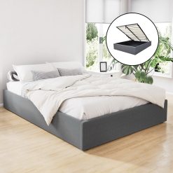 Gas Lift Storage Double Bed Frame - Grey - Complete Storage Solutions