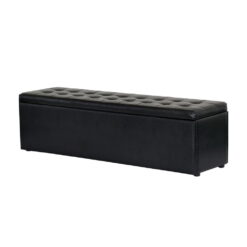 Alternative view of Large Faux Leather Storage Ottoman - Black