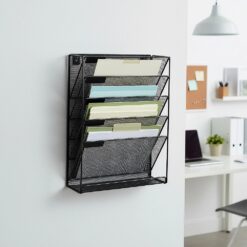 Wall Mount 6 Pocket Hanging File Sorter Organizer Folder Holder Rack Storage