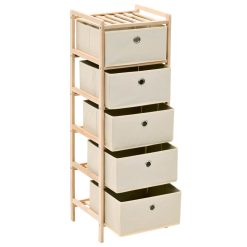 5 Basket Cedar Wood Storage Rack - Beige - Complete Storage Solutions