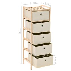 5 Basket Cedar Wood Storage Rack - Beige - Complete Storage Solutions