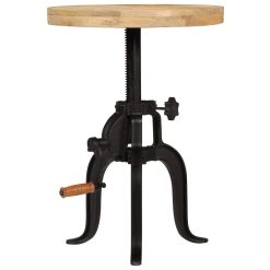 Solid Mango Wood and Cast Iron 45cm Adjustable Height Side Table - Complete Storage Solutions