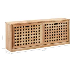 Solid Walnut Wood Shoe Storage Bench 94x20x38cm - Complete Storage Solutions