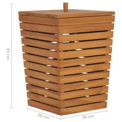 Solid Teak Wood Laundry Basket 30x30x45cm - Complete Storage Solutions