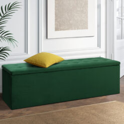 Velvet 140cm Storage Ottoman - Green