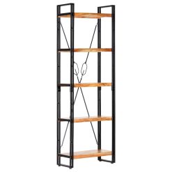 Solid Acacia Wood 5-Tier Bookcase 60x30x180cm
