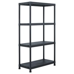 Alternative view of 2 Piece Plastic Storage Shelf Rack Set 60x30x138cm - Black