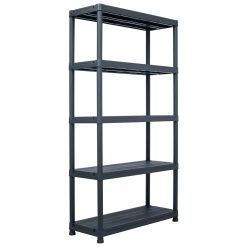 2 Piece Plastic Storage Shelf Rack Set 80x40x180cm - Black - Complete Storage Solutions