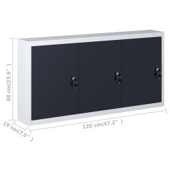 Wall Mounted Industrial Style Tool Cabinet 120x19x60cm - Grey and Black - Complete Storage Solutions