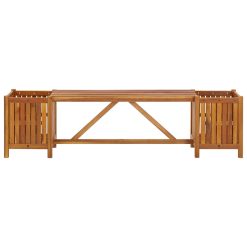 Alternative view of Solid Acacia Wood Garden Bench with 2 Planters 150x30x40cm