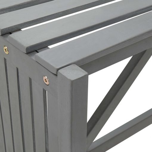 Solid Acacia Wood 117cm Garden Corner Bench with Planter - Grey - Image 6