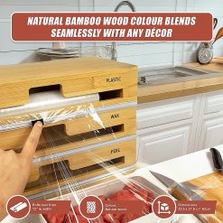 3 Grid Bamboo Food Wrap Dispenser - Complete Storage Solutions