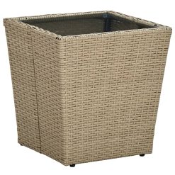 Poly Rattan and Tempered Glass Tea Table 41.5x41.5x44cm - Complete Storage Solutions
